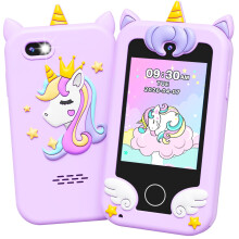 UCIDCI Kids Smart Phone Toys for Girls Ages 3-7 with Dual Camera - Phone Toys with Learning Games, Travel Toys with MP3 Music Player for Christmas Bi