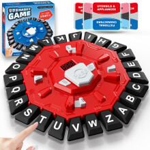 Word Game Family Board Games for Kids & Adults with 2 Modes,220 Topic Categories 24 Letters Pressing Game,Fun Fast-Paced Puzzle Games with English Pr