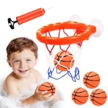 Vicloon Bath Basketball Hoop for Baby, Bath Toy Fun Basketball Hoop & Ball Set 5 Inflatable Soft Balls and Inflator Included, Mini Bathtub Basket