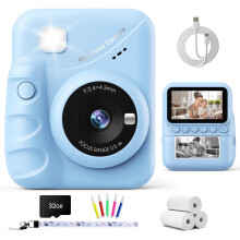 TIATUA Kids Camera Instant Print, 3.0" Screen & 48MP 1080P HD Video, Blue