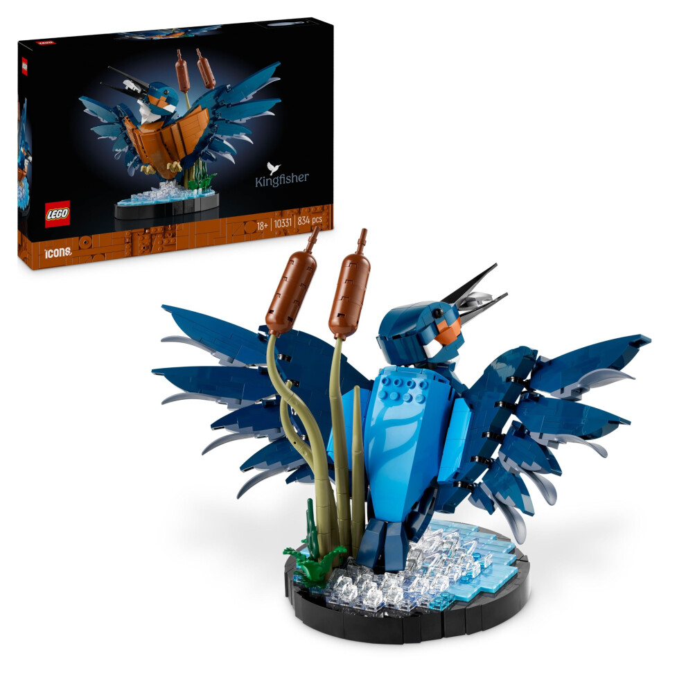 Lego Icons Kingfisher Bird Set, Model Building Kit For Adults To Build With Water Setting Display Stand, Great Home And Office Desk Décor, Valentine'