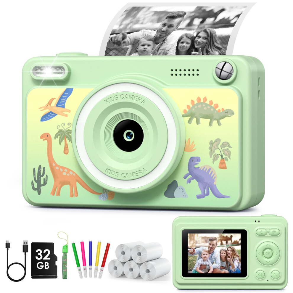 Kids Camera Instant Print, 1080P Instant Camera For Kids With 5 Rolls Print Paper & 32Gb Card, Kids Digital Cameras Christmas Birthday Toddler Boys G 5004739196589