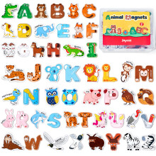 JoyCat Wooden Fridge Magnets for Kids, 26 Cute Animals & Uppercase Letters