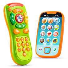 JOYIN Kids Smart Phone Toys & Remote Control, 1 2 3 4 5 6+ Year Old Boys Girls Christmas Birthday Gifts for Kids, Green Learning Remote and Phone Bun