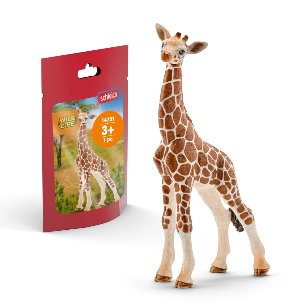 Schleich Wild Life 14751 Giraffe Calf Animal Figurine - Authentic Detailed Wild Giraffe Calf Toy Education, Imagination, And Play - Highly Durable An