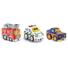 VTech Toot-Toot Drivers 3 Car Pack With Fire Engine, Police Car And Racer | Interactive Toddlers Toy Pretend Play, Lights & Sounds | For Boys & Girls