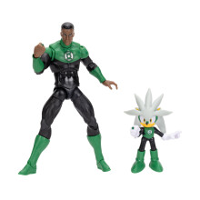 DC x Sonic Silver & Green Lantern Action Figure Multipack, Officially Licensed by Jakks Pacific, Includes 2.5" Silver & 5" Classic Action Figures, So