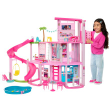 Barbie Dreamhouse, 3-Storey House with 10 Play Areas Including Pool, Slide, Elevator, 75 Doll Accessories, Toy Puppy, Adult Assembly Required, Toys f
