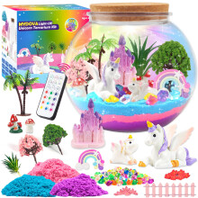 Unicorn Gifts for Girls, DIY Unicorn Terrarium Craft Set with Timing Remote Control and Coloured Lights, Science Crafts Kit for Kids