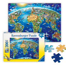 Ravensburger World Landmarks Map 200 Piece Jigsaw Puzzle for Kids Age 8 Years +