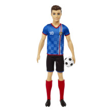 Barbie Careers Ken Fashion Doll & Accessory, Soccer Player with Cropped Hair, #10 Uniform, Tall Socks, Cleats & Ball, HCN15