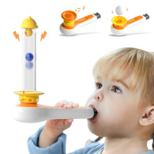 TOP BRIGHT 3-in-1 Montessori Toy for Toddler with Whistle, Ball Blowing, Floating Blow Pipe Balls – Sensory Baby Toy, Fine Motor Skills, Learning Ed