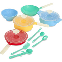 Casdon Pan Set, Toy Pan Set For Children Aged 3+, Pastel Colours Pans And Utensils For Imaginative Play (50250)