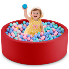Aunekiv Baby Ball Pit, Round Soft Foam Ball Pit for Toddlers, Indoor Outdoor Small Kids Ball Pool, 90x30cm, Balls Not Included, Red
