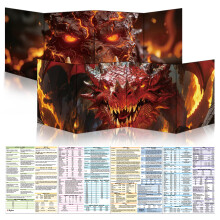 Byhoo DM Screen 2 PCS for D&D 5E - Immersive DND DM Screen Accessories - Magma Colossus & Crimson Dragon Lord, Dry Erase Surface with Stands, Portabl