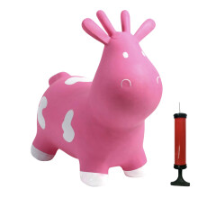 Happy Hopperz Pink Inflatable Cow - Space Hopper for Kids 12 Months to 5 Years - Indoor/Outdoor Toys with Pump - Animal Hopper Bouncy Toy for Toddler