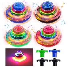 Light Up Spinning Toy, CJBIN 4 Pcs Light Up Spinning Tops, Gyroscope Toy, Flashing Light To-ys with Seven Coloured Lights and Music