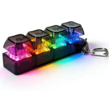 Keyboard Fidget Toy, 4 Keys Fidget Keyboard Keychain, 7 Colors Glowing Clicky Keyboards Fidgets Toy, Stress Relief Keyboards Clicker Fidgets Toys Lig