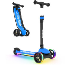 BELEEV Kids Scooter with Light-Up Wheels & Deck, 3-Wheel Folding Scooter for Toddlers Girls Boys, 4 Adjustable Heights, Non-Slip Deck, Lightweight, A