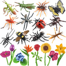 20Pcs Realistic Insect Toys set with Flower and Bug Figures for Kid