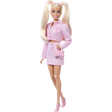 Barbie Deluxe Style Doll #9 in Pink Denim Outfit, Blonde Hair, Matching Jacket and Skirt Set with Accessories like Bow Clutch and Pearly Jewelry, JJN
