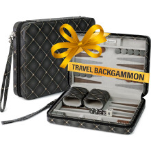 Magnetic Travel Backgammon Sets for Adults - Quality PU Leather Backgammon Board Game for Adults and Kids - 14" Gift for Man Board with 32 Magnetic P