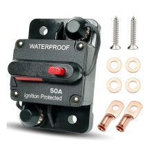 Disjoncteur Automobile 50 A avec Réinitialisation Manuelle, Porte-Fusible Étanche pour Moteurs de Pêche à la Traîne, Bateaux et Automobiles