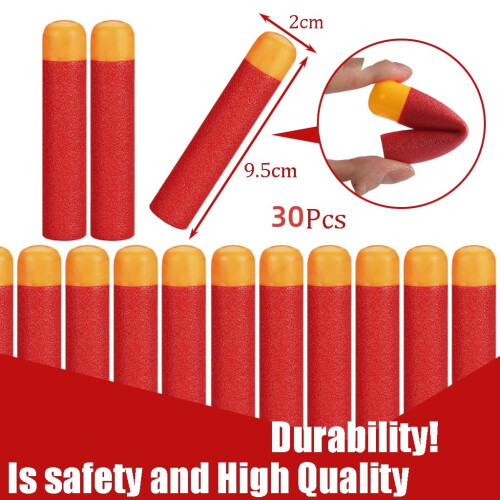 YAAVAAW 30Pcs Big Red Mega Bullets Foam Darts95cm Refill Large Bullets Mega 2