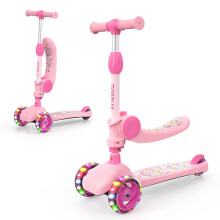 3 Wheel Scooter for Kids Girls Toddler Boys, TONBUX Kids Scooter With Big Wheels, Flashing LED Lights, 4 Levels Height Adjustable, Wide Deck, Foldabl