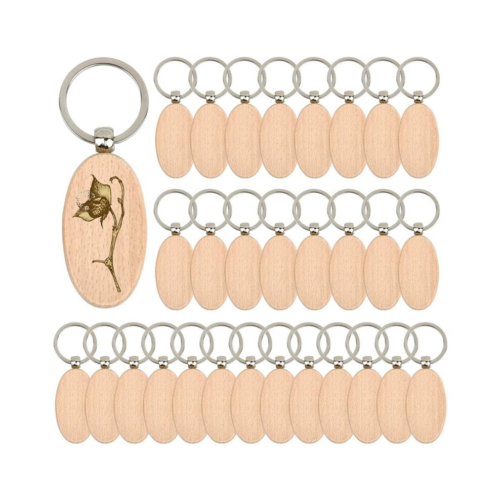 30Pcs Oval Wooden Keychain Blanks Unfinished Wood Keychain Blank Key Ring Key Tag Wood Engraving Blank Keychains 6033105754183