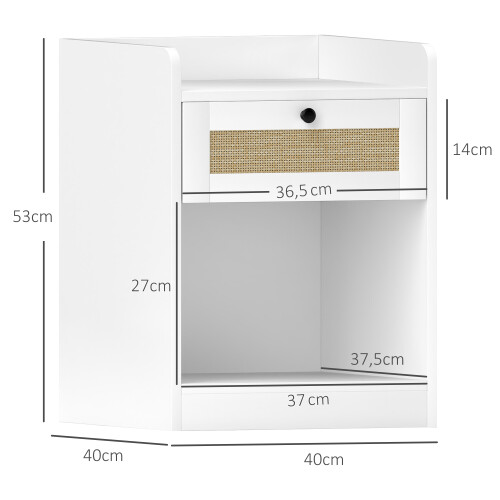 Homcom Mesitas de Noche Blanco 40 x 40 x 53 cm 2
