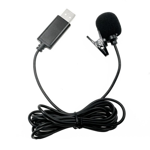 Microfono Lavalier USB Omnidirezionale con Clip Cablato, Microfono Vivavoce, Plug &  per Computer, PC, Laptop, 2 M