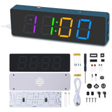 Zestaw do ćWiczeń Lutowania, 4-Cyfrowy Zestaw Budzika Cyfrowego z Kolorowymi Trybami RGB, Zestaw do Lutowania Zegara Diplay DIY