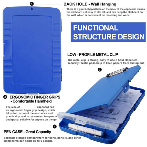 Clip Board Organizer Clipboards with Storage Nursing Clipboard Foldable File Folder Plastic Clipboard () 2