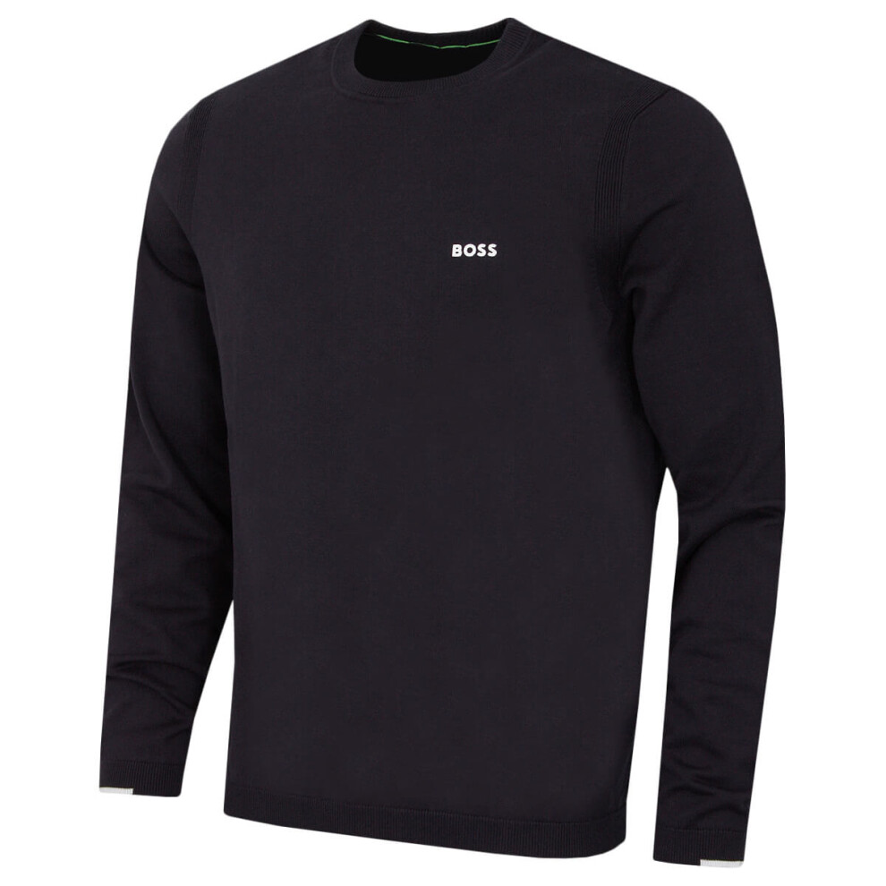 Hugo Boss (Xl, Dark ) Mens Ever-X Soft Cotton Perforated Crew Neck Golf Sweater Blue