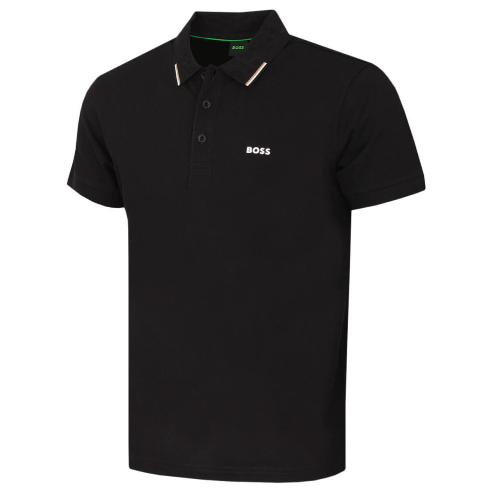 Hugo Boss (L, Black) Mens Swing Paddy Boss Wicking Stretch Quick Dry Golf Polo Shirt