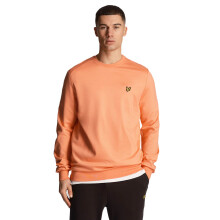 (L, Course Coral) Lyle & Scott Mens Crew Neck Fly Fleece Stretch Lightweight Sweater