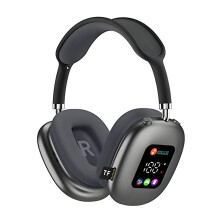 Wireless  Headset with RGB Digital Display Screen Card Reader Headset Earphone Sports Gaming Headphone Black