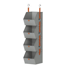 Hanging Closet Organizer 4 Tier,Clothes Hanging Shelves, Space-Saving Closet System, Fabric Storage Bins Bedroom Gray