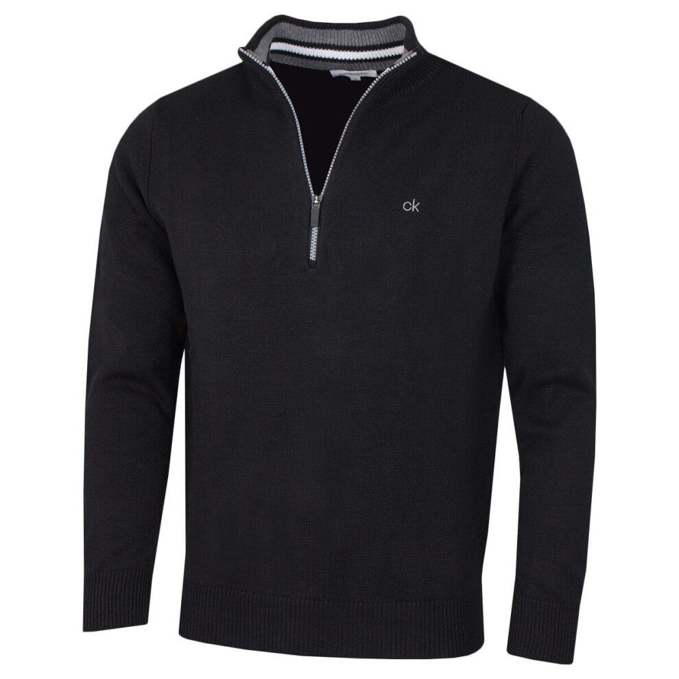 Calvin Klein (Xxxxxl, Black Sport) Mens 2026 Knit Cotton 1/2 Zip Golf Ck Top Sweater