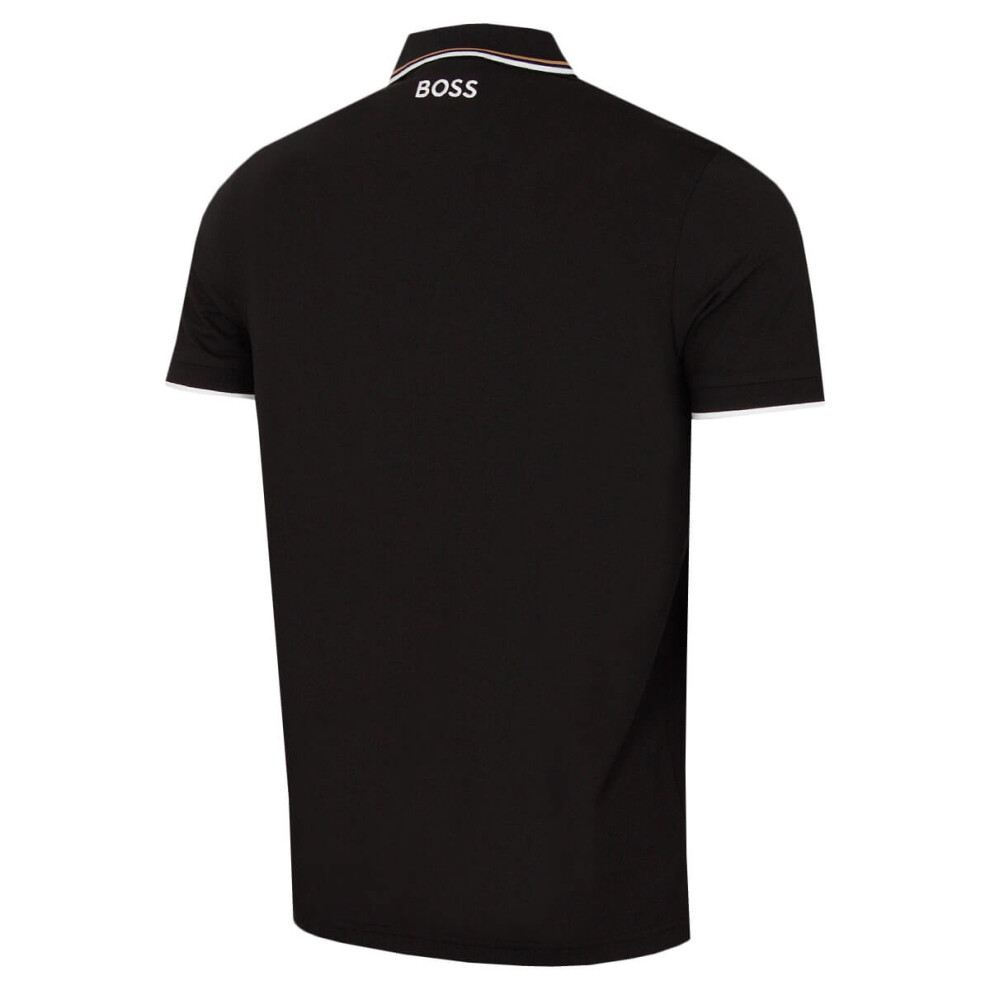 Hugo Boss (L, Black) Mens Paddy Pro Boss Contrast Stripe Golf Polo Shirt