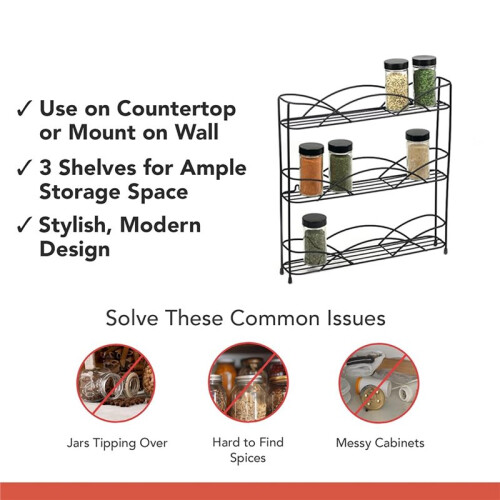 3-Layer Spice Storage Box, Expandable Spice Storage Box, Stackable Spice Rack, Wall-Mounted Iron Countertop Spice Rack 2