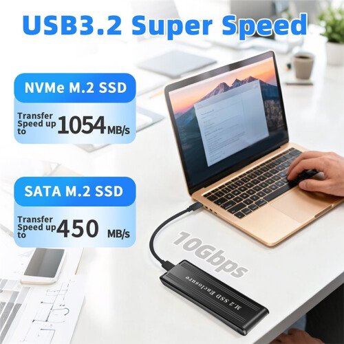 New Flip M2 Solid State Drive Box NVME Dual Protocol  Notebook SSD Mobile Hard Drive Box Type-C 2