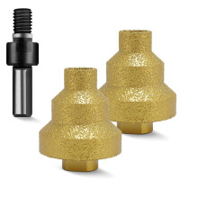 2Pcs Diamond Step Drill Bit, 20mm 35mm 50mm Diamond Hole Opener Puncher Round Hole Cone Grinder Bit for Marble Stone