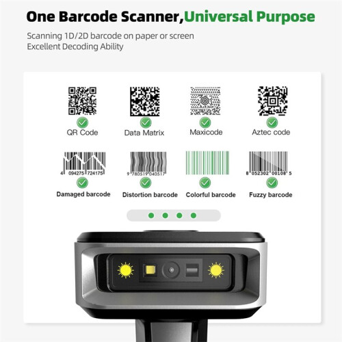 Handheld  Barcode Scanner QR Code Wireless 2D Barcode Reader Bar Code Scanner with Charging Base 2
