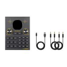 Mixeur Audio pour Diffusion en Direct, Compatible avec les Téléphones Portables, les Ordinateurs et les Microphones, avec Changeur de Voix Intégré