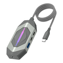 6-in-1-Dockingstation Aus Aluminiumlegierung, USB-C auf USB 3.0, 384 KHz, 32 Bit, PD, 60 W Schnellladefunktion für PC, Laptop und Gaming