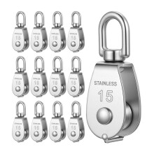 Lot de 12 Poulies M15 pour Corde, Poulie Pivotante Robuste en Acier Inoxydable 304, Roue de Remorquage pour Câble de Levage