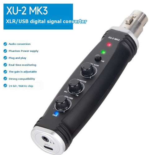 Convertitore USB XLR A Preamplificatore per Microfono USB XU-2 MK3 con Convertitore A/D A 24 Bit 2