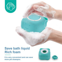 Dog Silicone Rubber Bathing Brush Pet Massage Shampoo Dispenser Brushes for Dogs and Cats Shower Grooming - -Green